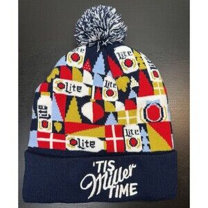 Miller Lite ‘It’s Miller Time’ Knit Beanie Hat Pom Pom